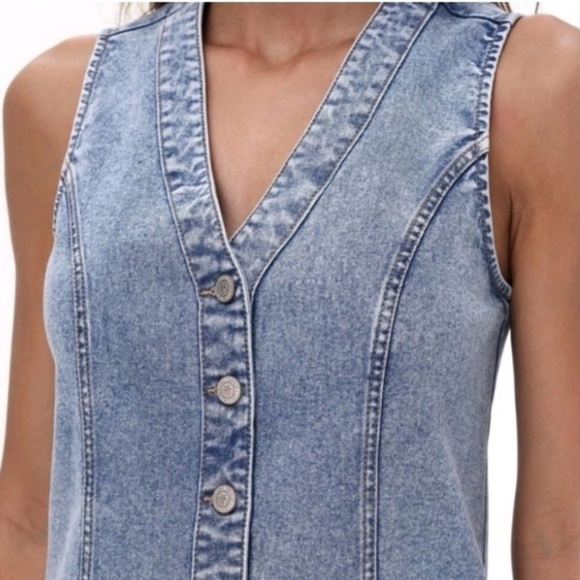 Frye Women's Light Blue Denim Mini Dress sz L NWT - Picture 2 of 12